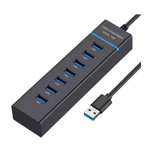 USB Hub 3.0, 7-Port USB Data Hub Splitter With 30.48cm Long Cable For Laptop, PC